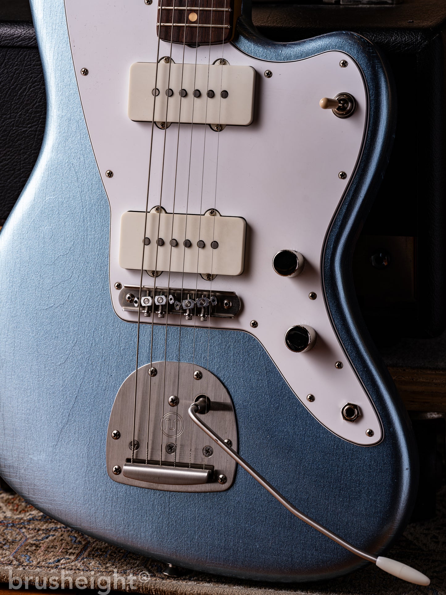 TMG Guitar Co. Ronnie Scott&nbsp; “Iced Blue Metalic” Medium Checking&nbsp; Matching Head  with lollar Pickups